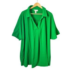 By Design Kelly Green Tunic Top Minimalist Pockets Womens Plus Size 2X